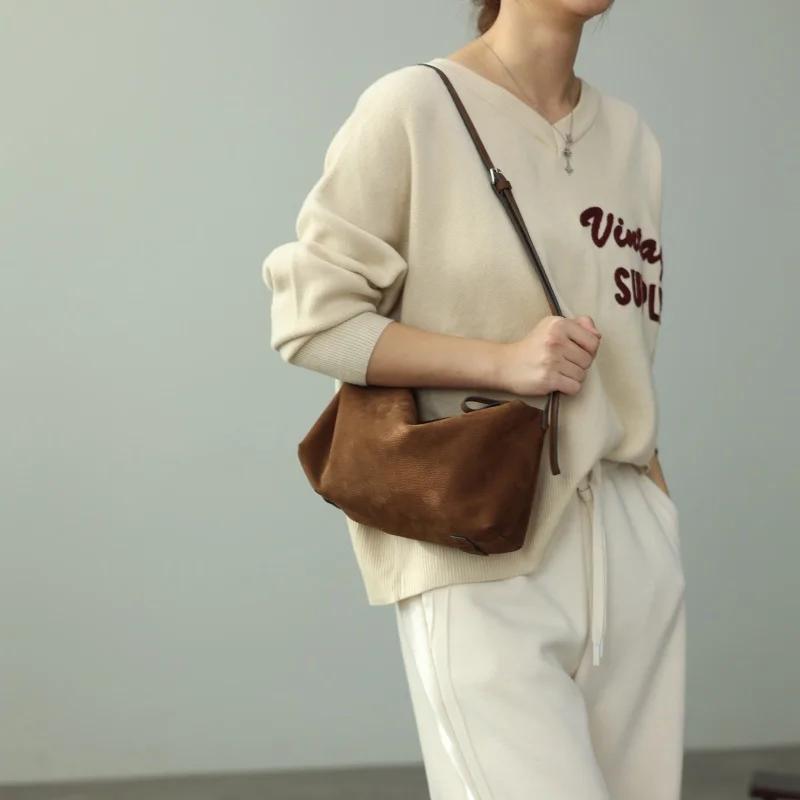 Sacs à bandoulière vintage en cuir véritable pour femmes, sac à main souple, bandoulière réglable, f