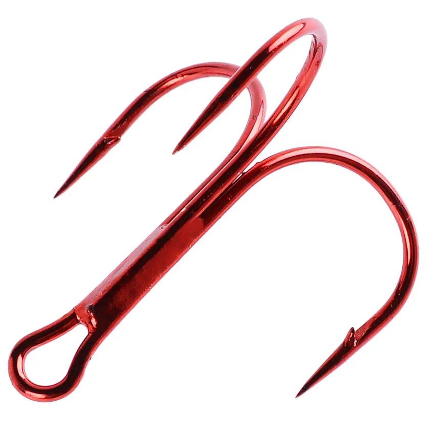 Lot de 10 hameçons rouges en acier à haute teneur en carbone, crochets ronds et courbés pour la pêch
