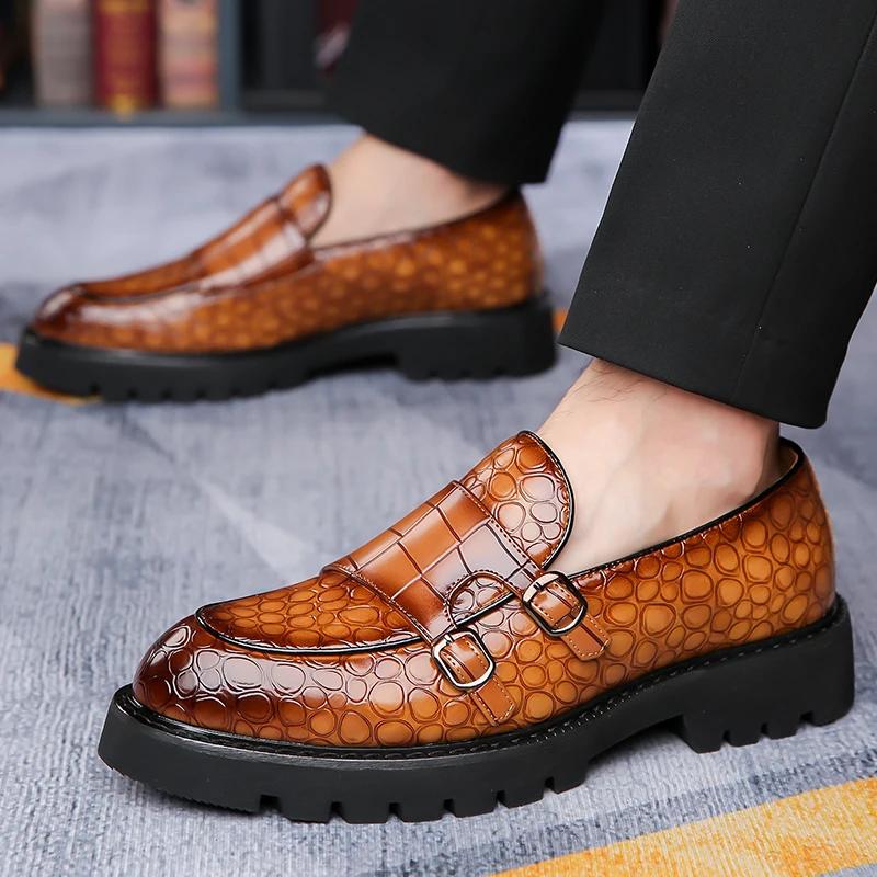 Mocassins de ville élégants et polyvalents pour hommes, style Derby anglais confortable, en cuir dur