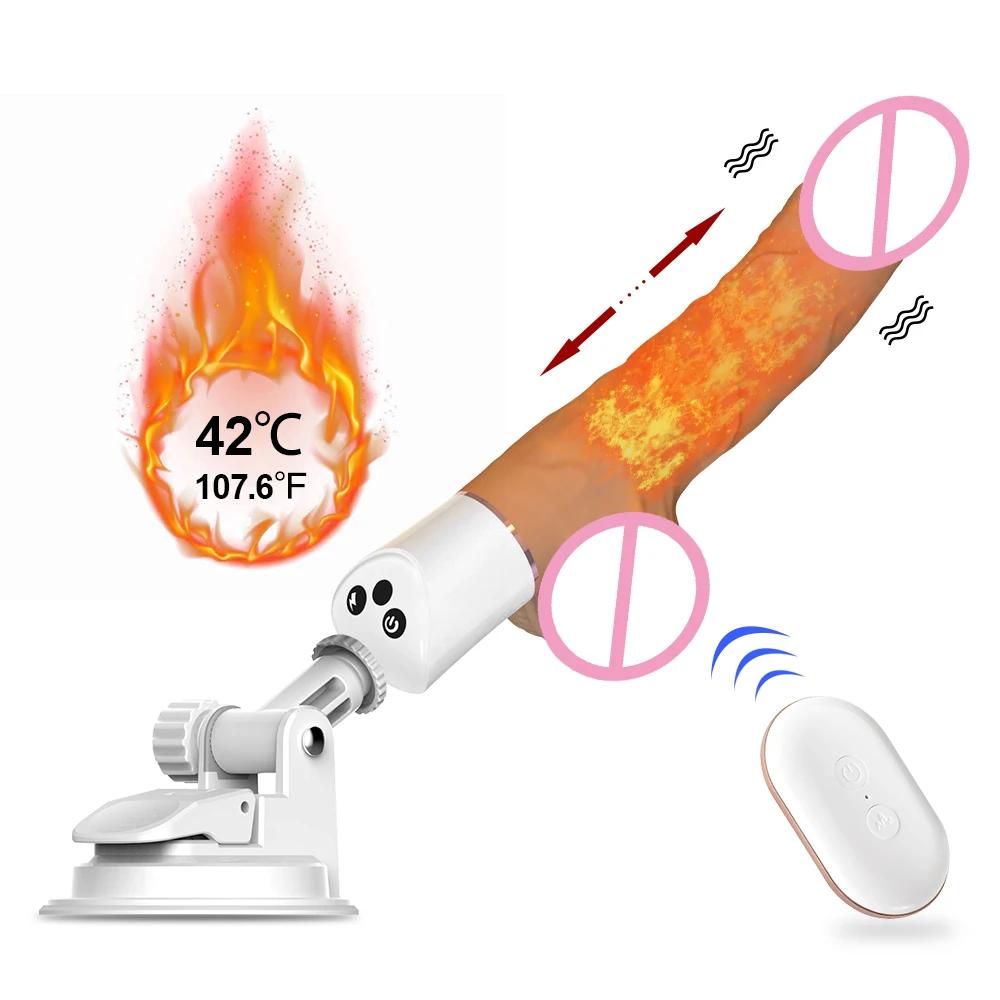 Gode de poussée télescopique automatique pour femme, télécommande sans fil, réaliste, vibrateur poin