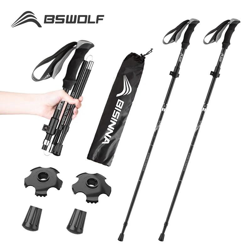 BSWOLF 2 pièces bâtons de randonnée ultralégers bâtons de marche bâtons de randonnée pliant en alumi