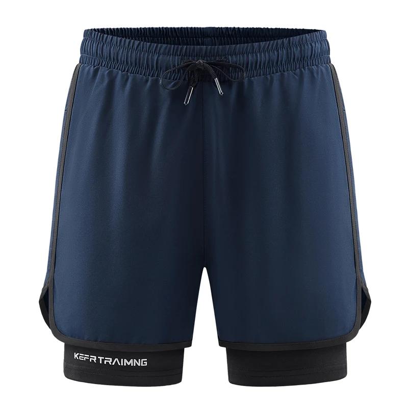 Shorts de sport d'été faux deux pièces, pour hommes et femmes, séchage rapide, trois quarts de long,