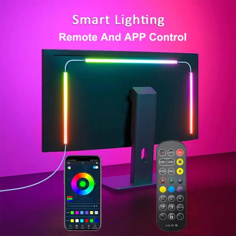 Bande lumineuse LED USB pour PC, 24-34 pouces, RGBIC, synchronisation musicale via application, rétr