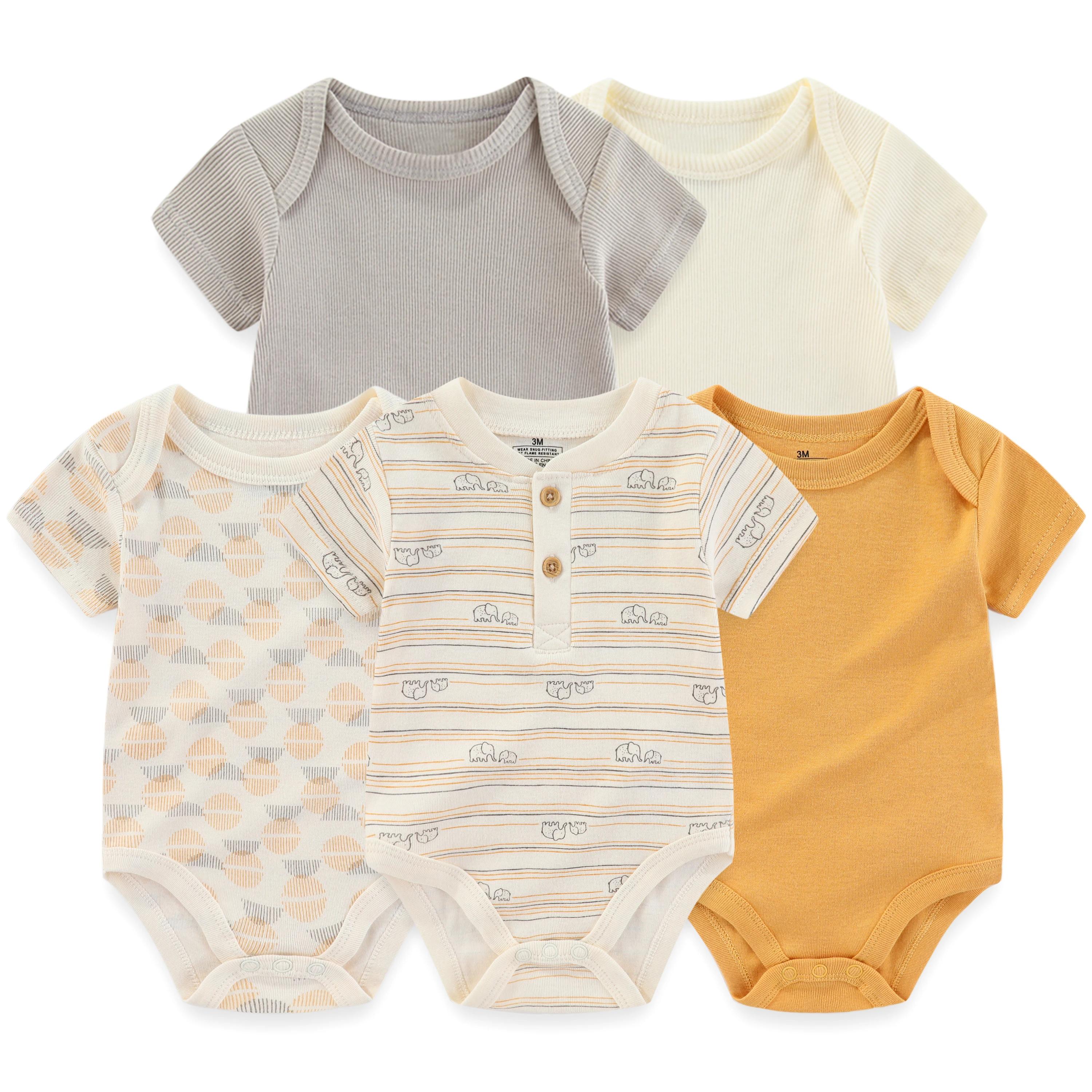Lot de 5 bodys mignons de dessin animé pour bébés garçons et filles de 0 à 12 mois, combinaisons uni