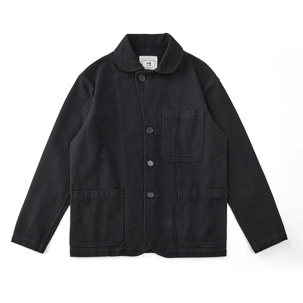 Vintage lourd Kendo veste hommes automne hiver nouveau coton revers multi-poches ample encre teint v