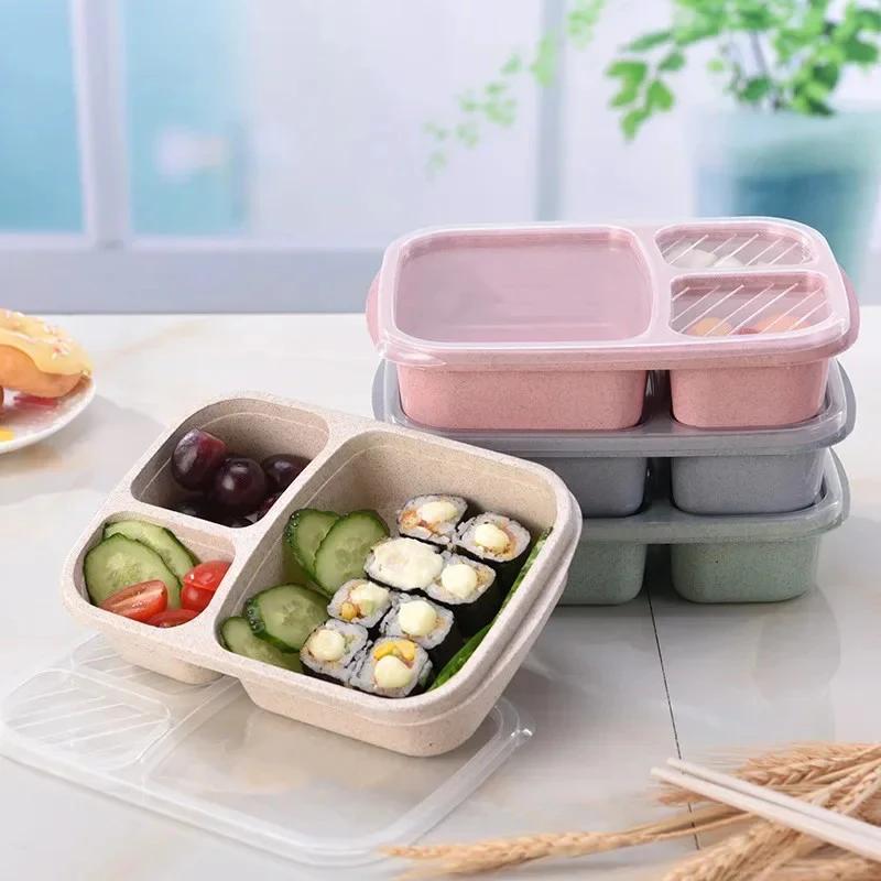 Boîte à déjeuner en paille de blé, boîte à Bento Portable avec compartiment, boîte à Bento de pique-