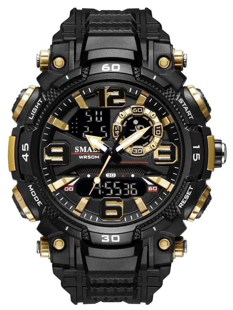 SMAEL-Montre à quartz étanche pour homme, chronomètre, montres LED, horloge masculine, montres de sp