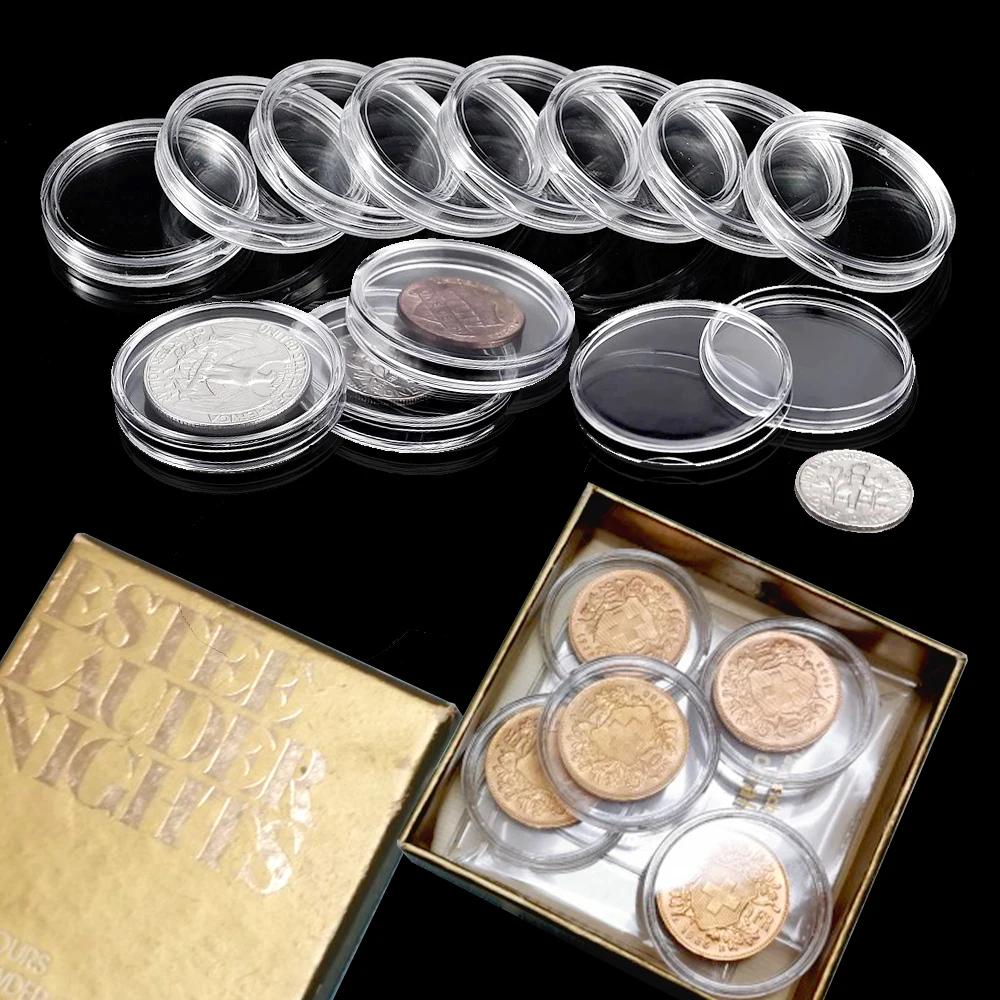 10/25/50/100 pièces 19-33mm étuis à monnaie transparents support boîte de collecte de pièces de monn