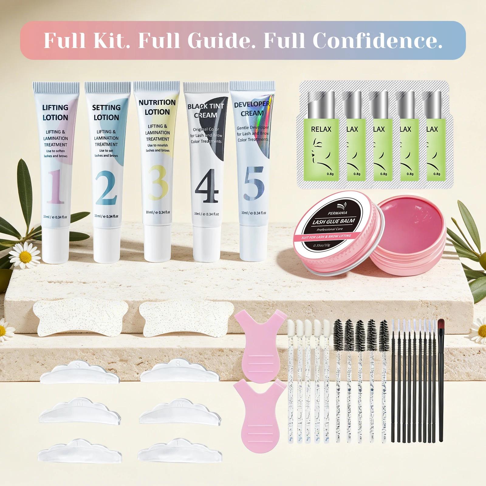 Kit de teinture et de permanente pour cils et sourcils PERMANIA, noir naturel, traitement de lifting