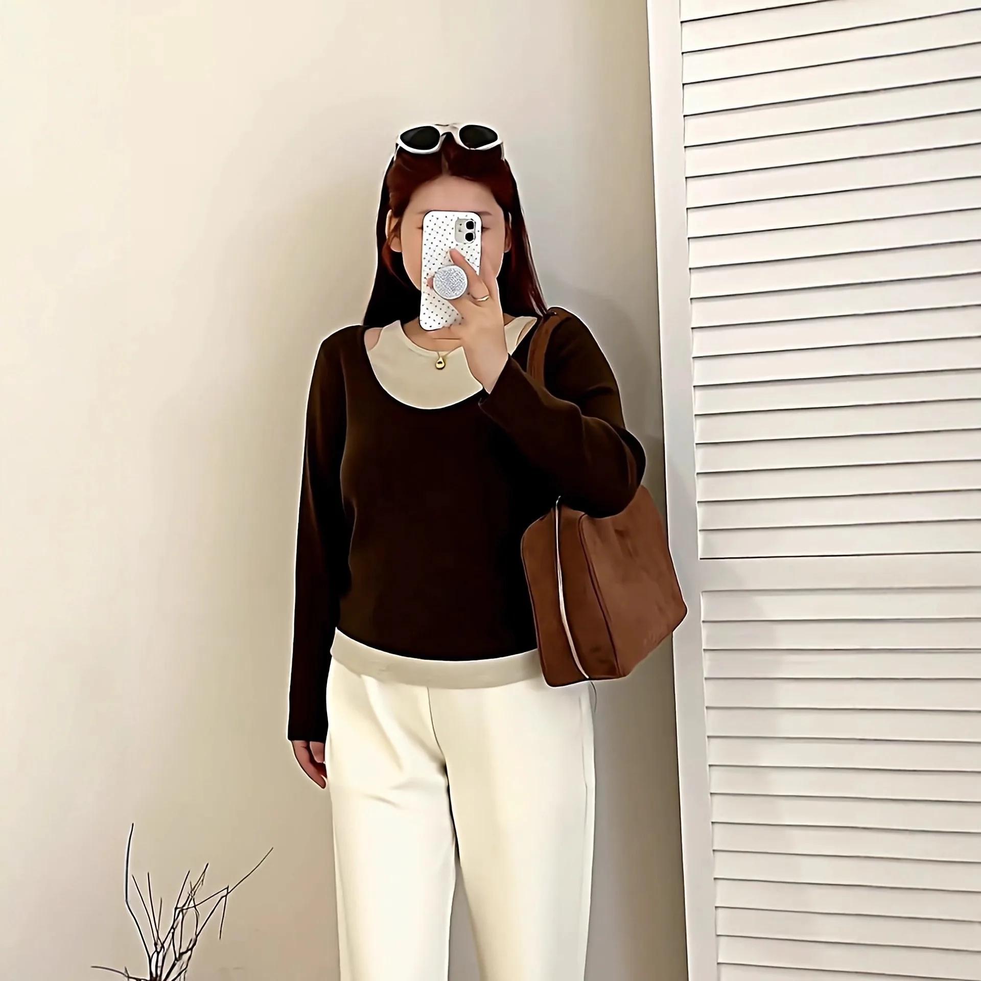 Grande taille vêtements pour femmes Design Sense faux deux pièces haut 2025 automne gros Mm tempéram