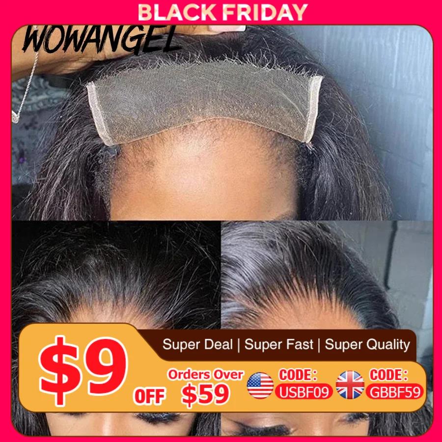Perruque Lace Closure Remy Naturelle, Cheveux Lisses, 5x5, Peaux Fondues, Pre-plucked, pour Femme Af