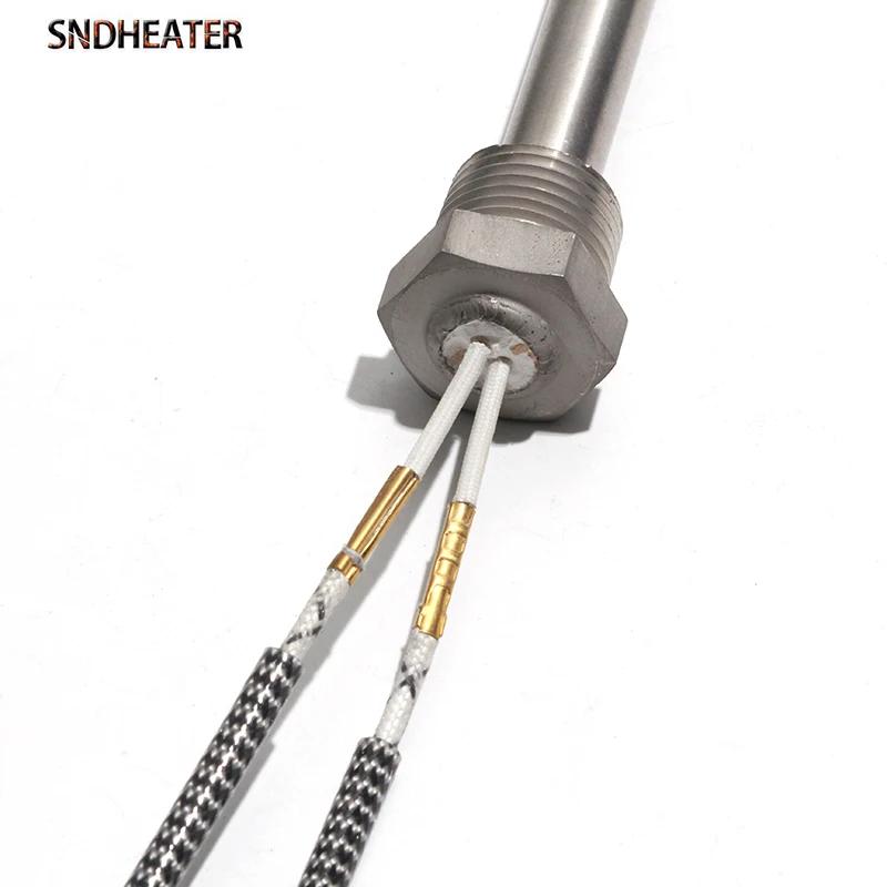 SNDHEATER 1KW Tube électrique à tête unique filetage DN15/21mm(1/2 ") 201SS Tube 12x100-200mm cartou