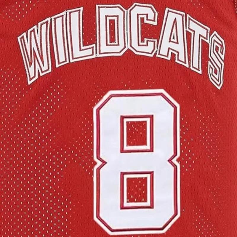 Maillot basket-ball Wildcats Lycée Est #8 Chad Danforth - Chemise séchage rapide hommes rouge