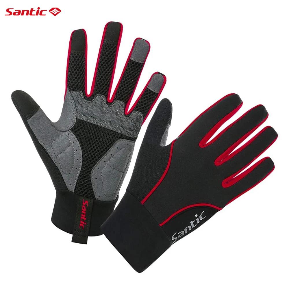 Santic-Gants de cyclisme coupe-vent pour hommes, gants thermiques pour hommes, gants de moto, gants 