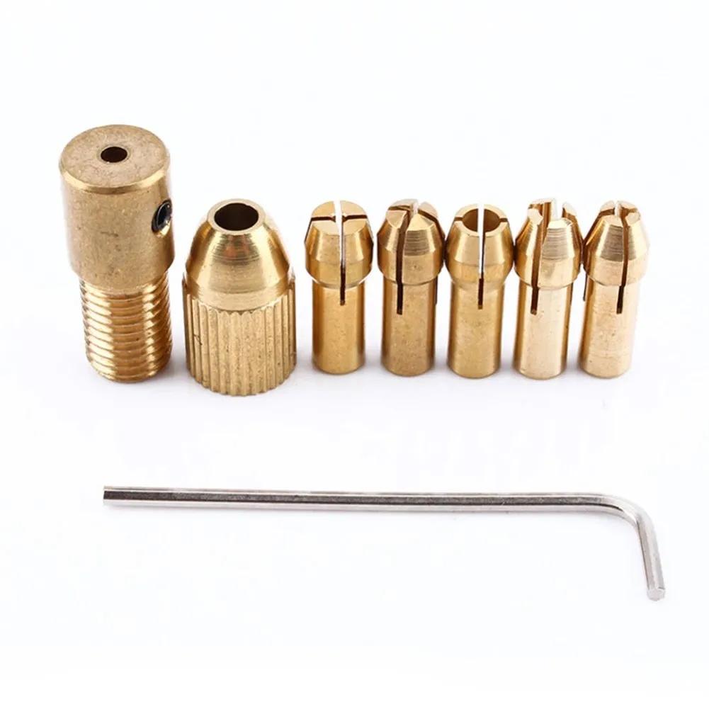 Mini mandrins de perceuse adaptés 7 pièces/ensemble 0.5-3mm(Inner2mm-2.35mm), petite pince de foret 