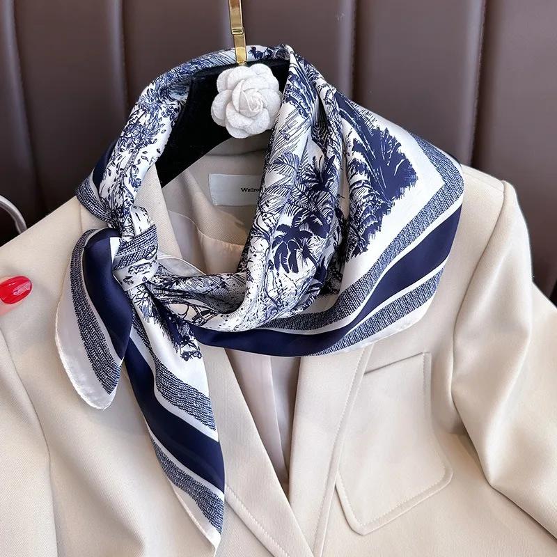 Écharpe carrée en soie simulée pour femmes, 70cm, 1 pièce, sac à couvre-chef élégant et polyvalent, 