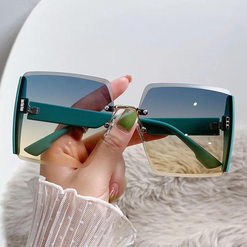Nouvelles lunettes De soleil carrées sans bordure femmes marque Designer lunettes De soleil De mode 