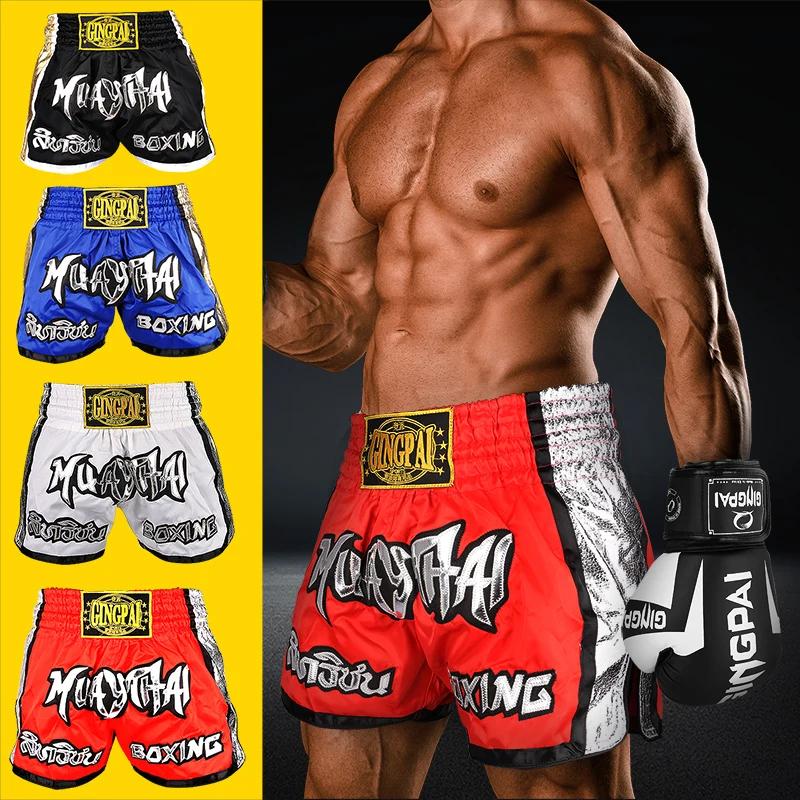 Short de boxe thaïlandaise brodé pour hommes et femmes, short de boxe thaïlandaise pour enfants, sat