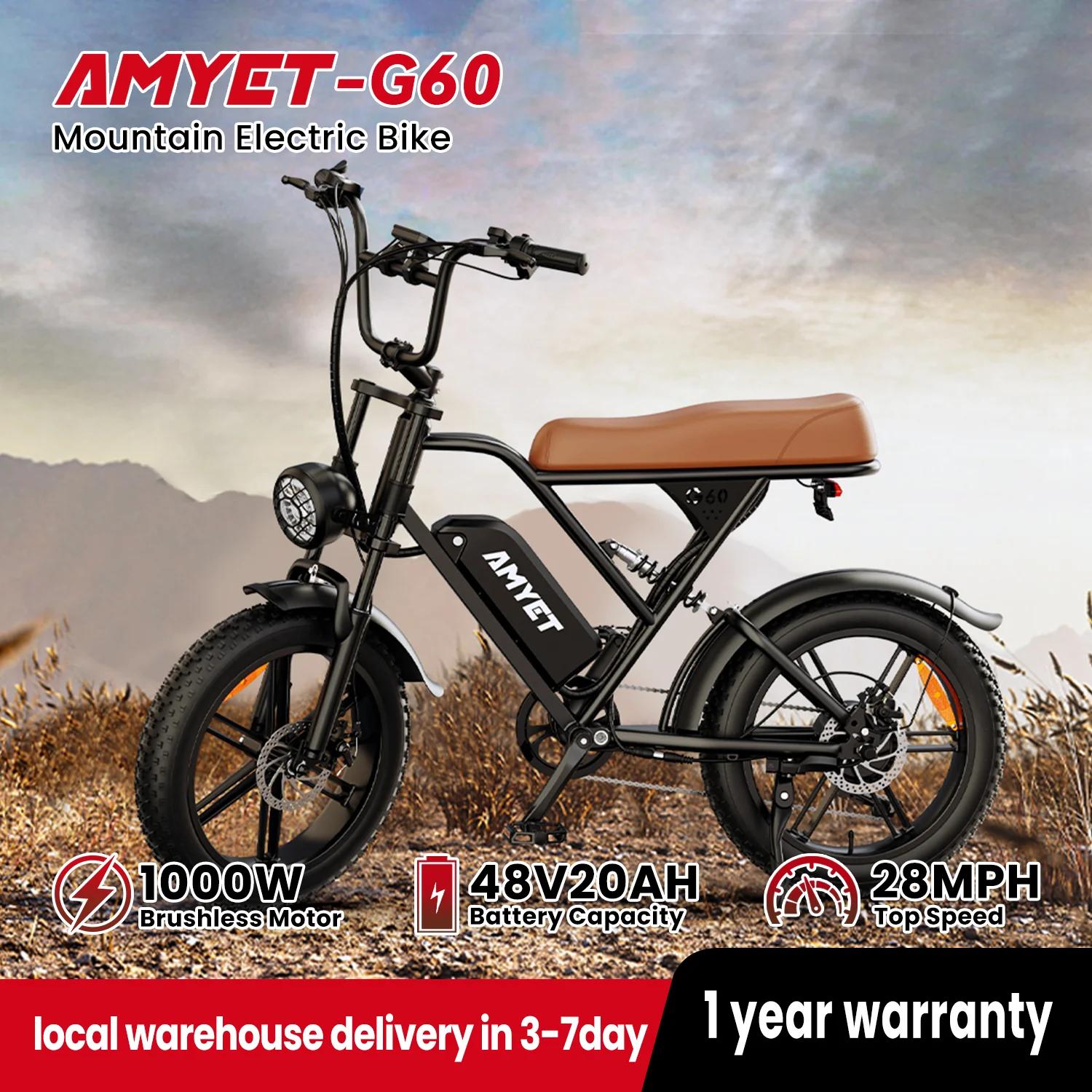 AMYET V9-G60 Adultes Vélo Électrique 1000W Moteur Vélo 48V 20AH 20 "opathie Ebike Électrique E Vélos