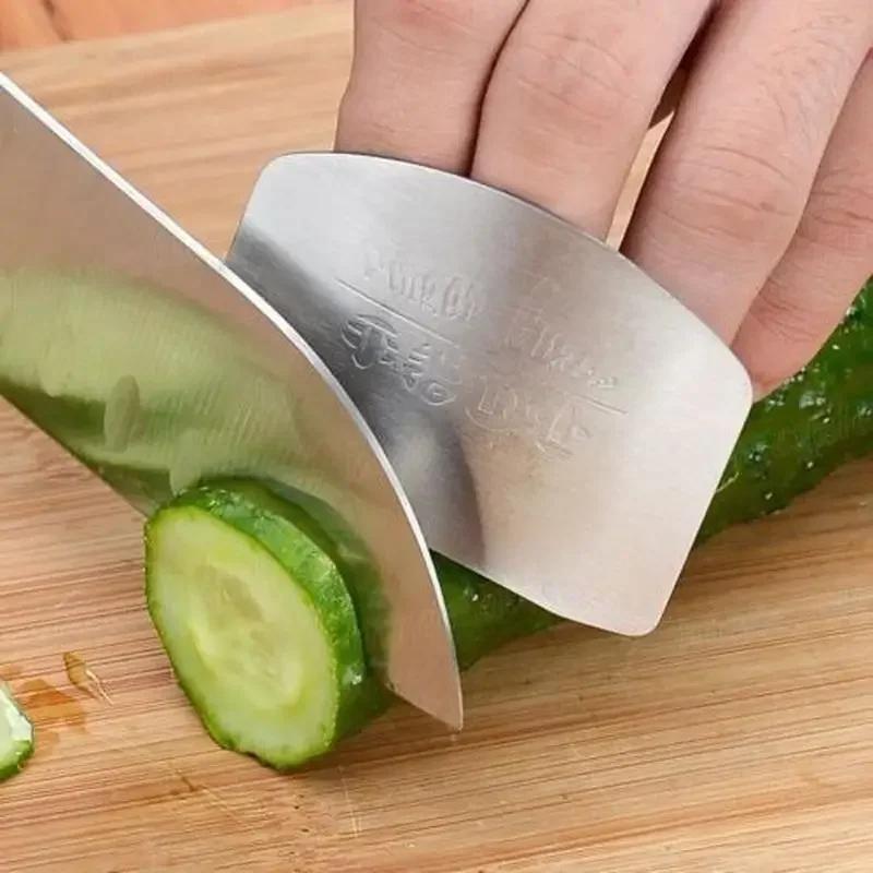Outil de cuisine en acier inoxydable, protection des doigts et des mains, couteau coupé en tranche, 