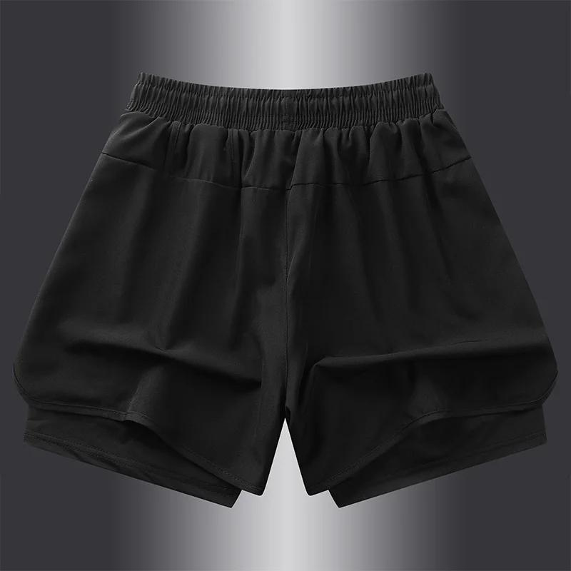 Shorts de sport d'été faux deux pièces, pour hommes et femmes, séchage rapide, trois quarts de long,