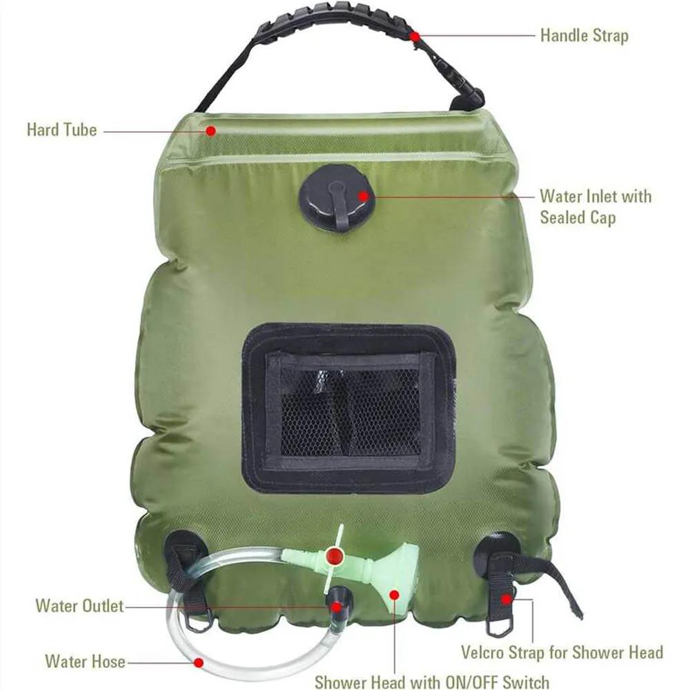 Sac de douche solaire 20L chauffage solaire extérieur Premium Camping sac de douche température de l