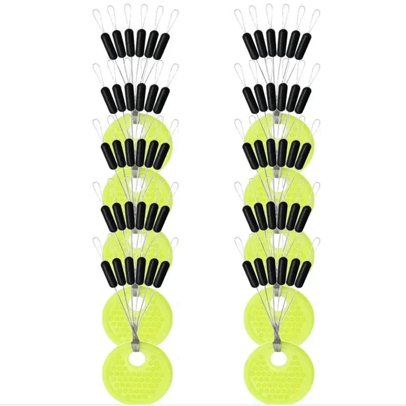 10 groupes (60 pièces) 0,4-8.0 #   Bouchon de ligne de pêche en Silicone, bouchon de haricot spatial