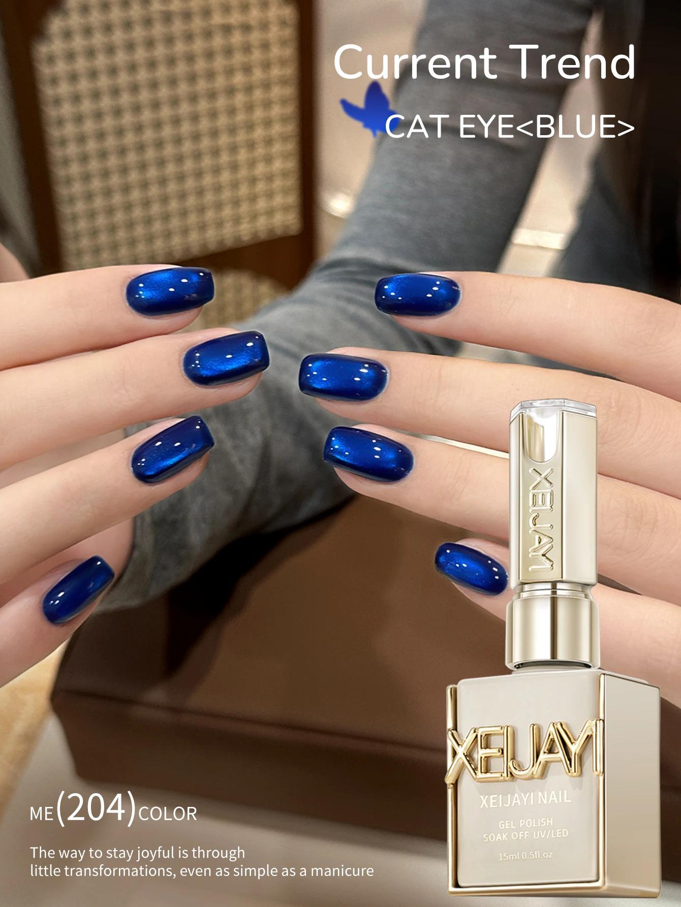 XEIJAYI 1pc 15ML bleu oeil de chat vernis à ongles Semi Permanent Nail Art trempage UV LED Salon de 