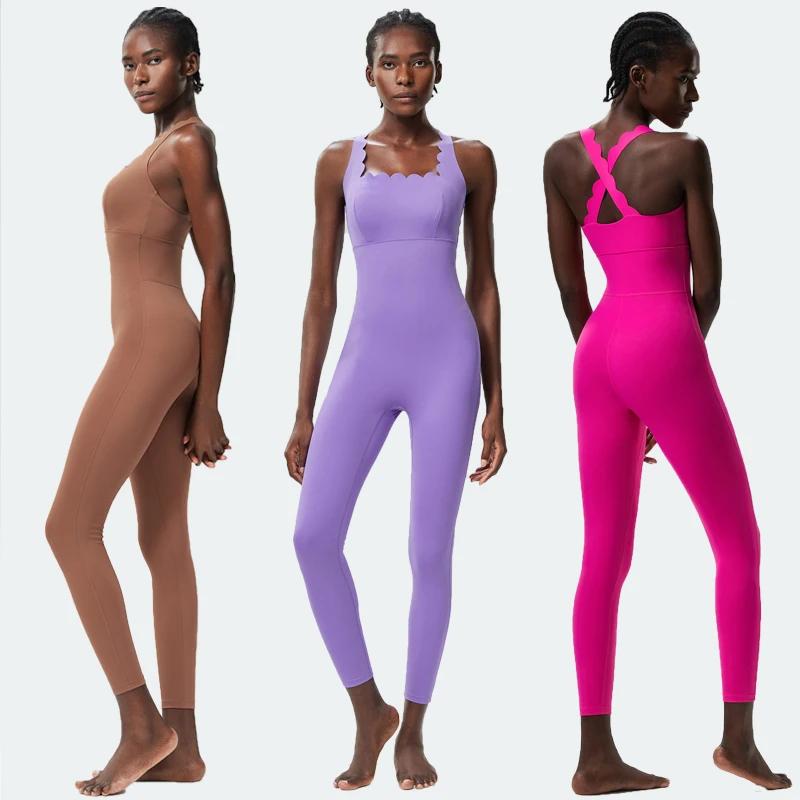 Combinaison de sport une pièce femme extensible et respirante - Vêtements de yoga ajustés et doux