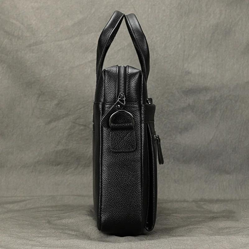 Luufan-Sac à main en cuir véritable pour homme, sac à bandoulière, sac à main pour ordinateur portab