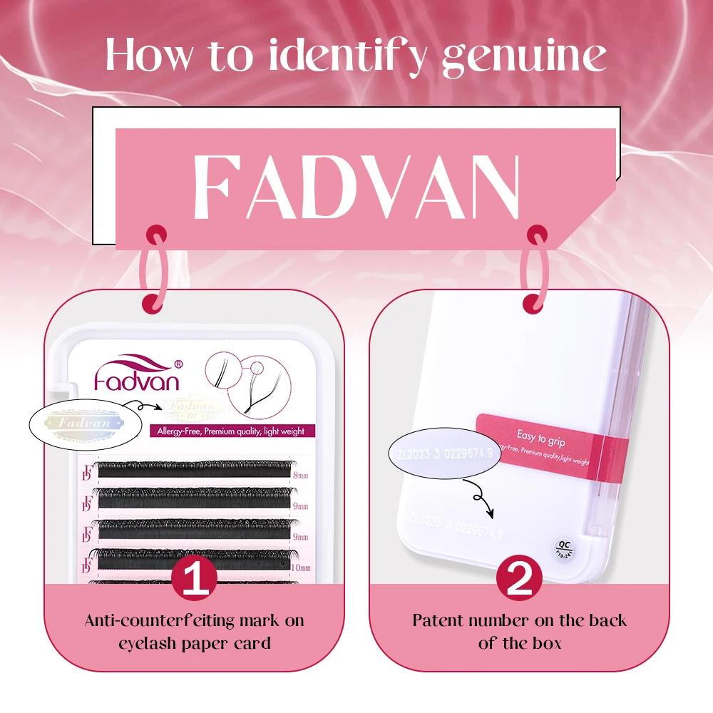 Fadvan 10 pièces/lot Extensions de cils en forme de Y, courbure C/D, double pointe, en vison naturel