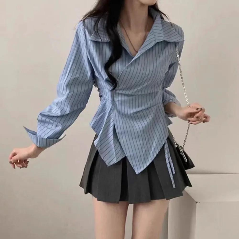Printemps automne décontracté chemise rayée femmes chemises mode femme à manches longues mince Blous