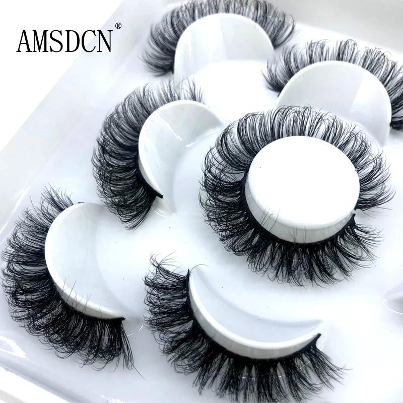 5 paires de cils moelleux 8-25mm 3D cils de vison longs et épais faux cils naturels en gros cils ven