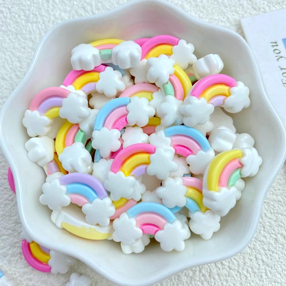 Mini arc-en-ciel en résine coloré, dos plat, embellissements pour nœuds de cheveux, accessoires de m