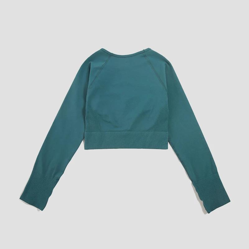 Chemise femme sans couture haut court chemises de Fitness à manches longues haut de sport femme dess