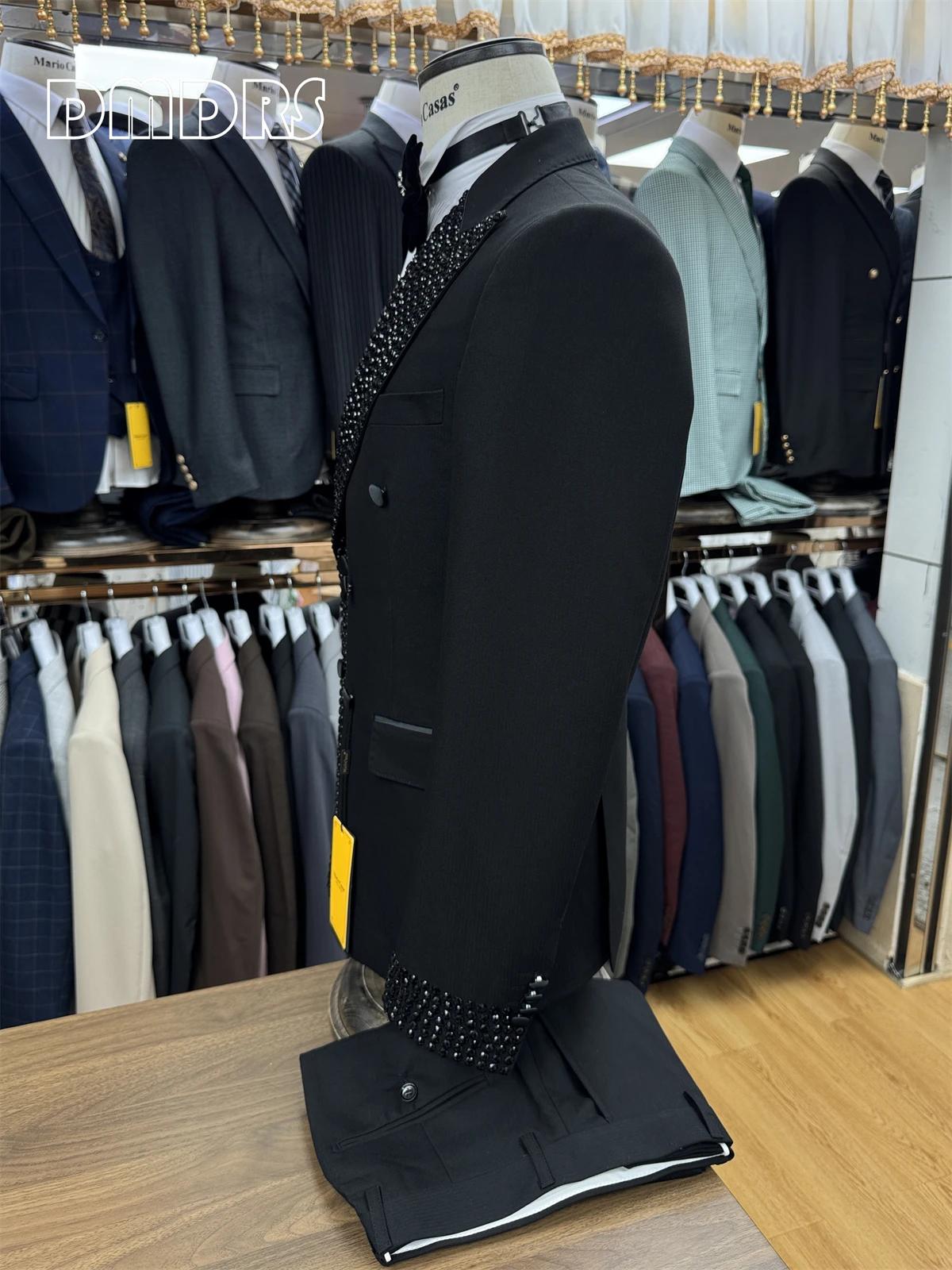 Ensemble de blazer et pantalon à double boutonnage pour hommes, tenue de Rhde luxe, costume de fête,