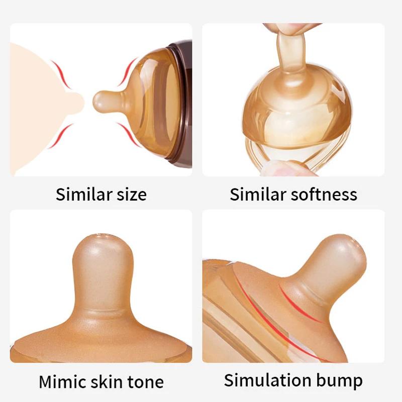 Biberon en Silicone Nano biberons avec poignée pour bébé sevrage biberon Anti-étouffement pour bébé 