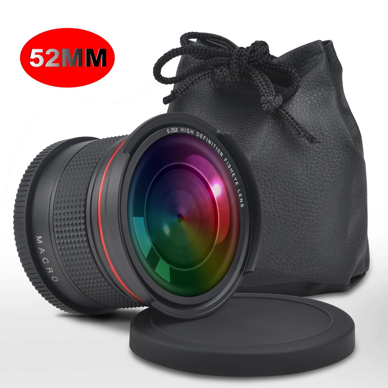 Objectif fisheye grand angle HD, 52mm 0,35x, avec partie Partenaires, pour reflex numérique Nikon D7