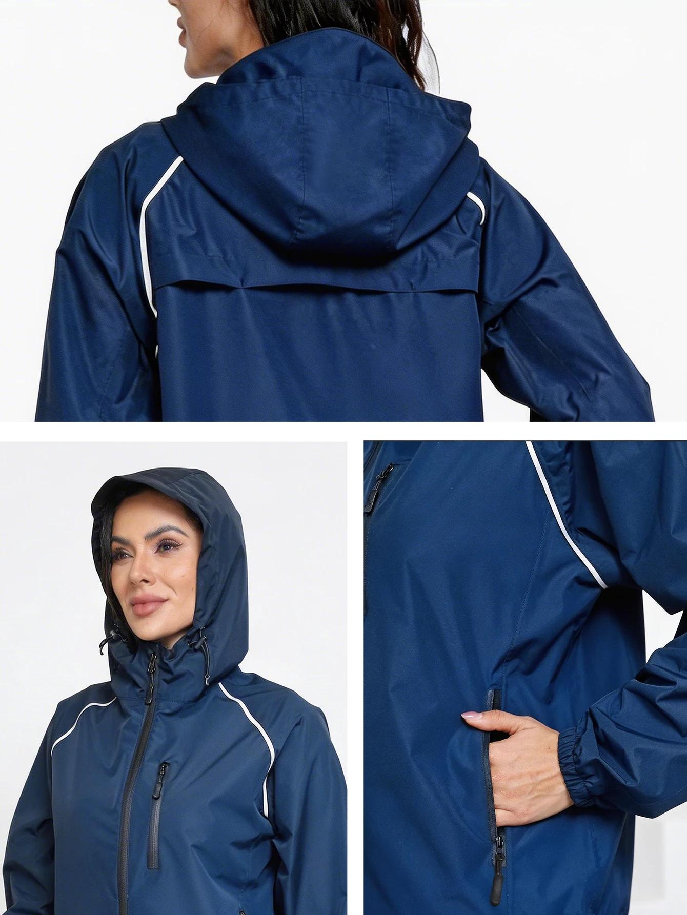 Veste à capuche imperméable et coupe-vent pour femmes, veste de sport respirante à manches longues, 