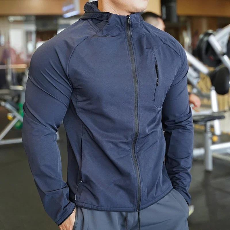 Manteau de dehors en Nylon de Haute Qualité pour Homme, Sweat à Capuche de Fitness, d'Entraînement e