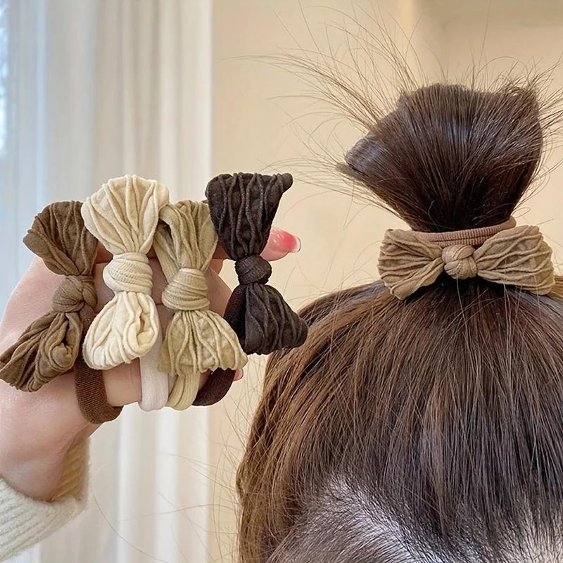 Porte-queue de cheval en tissu à haute élasticité avec nœud papillon de couleur unie – Accessoires p
