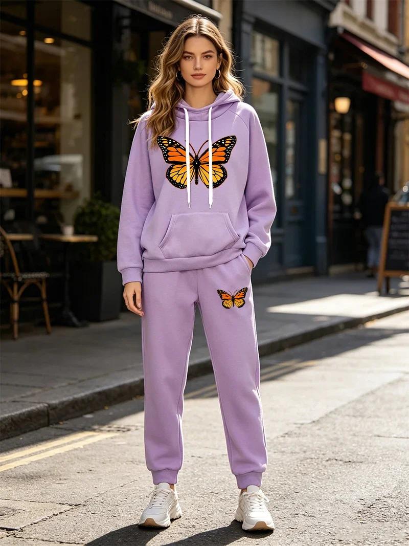 Ensemble de survêtement décontracté pour femme, sweat à capuche et pantalon, 2 pièces, tenue de spor