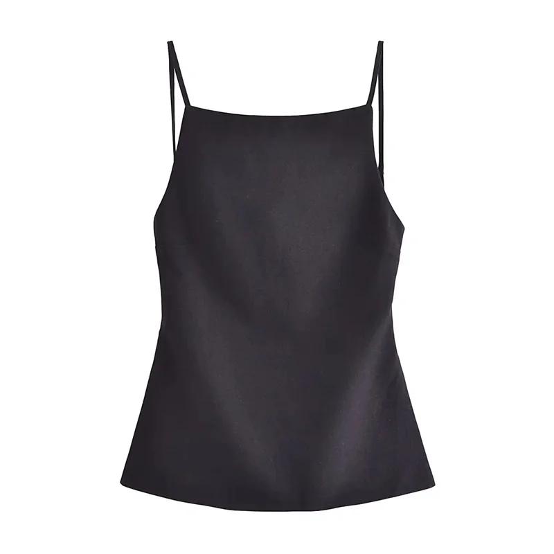 MUJER 2025 noir haut dos nu femme blanc sans manches haut court avec bretelles été Sexy hauts femme 