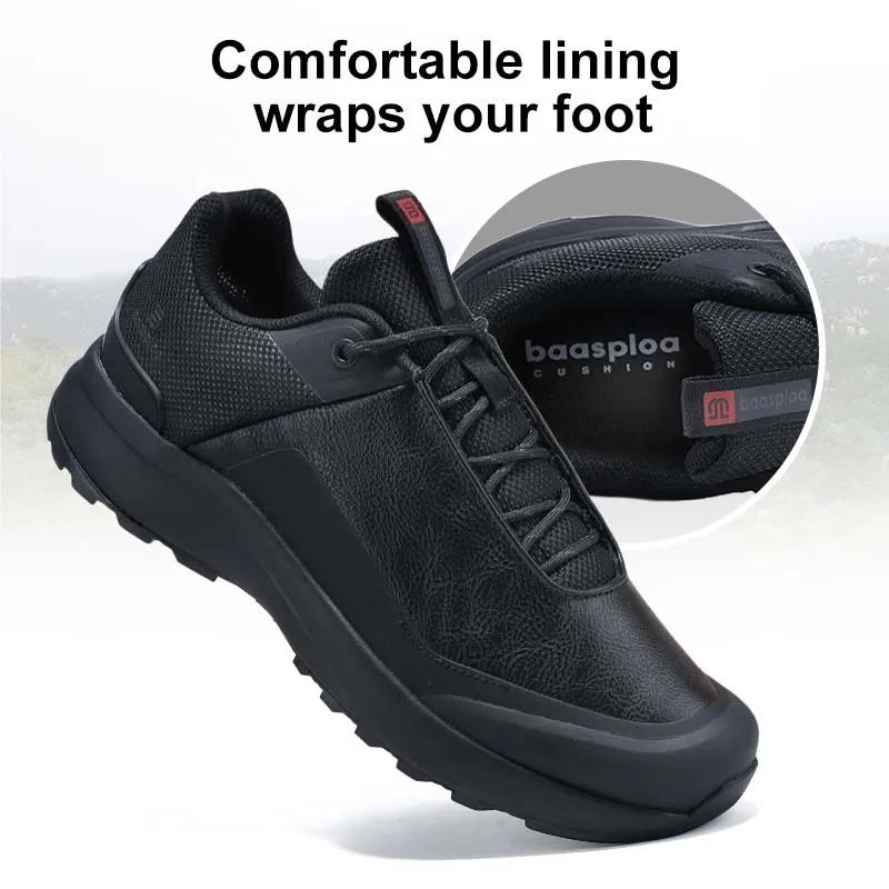 Baasploa – chaussures de randonnée en cuir Litchi pour hommes, baskets de trekking et d'escalade de 