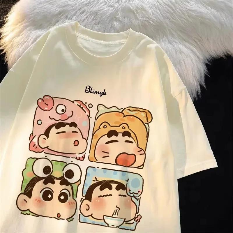 2025 nouveau dessin animé mignon Crayon shin-chan pur coton à manches courtes T-Shirt pour les femme