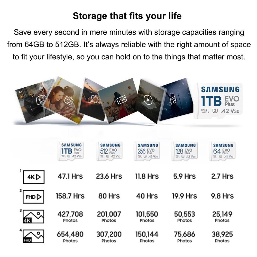 Samsung EVO Plus/PRO Plus/PRO Ultimate/PRO Endurance carte mcroSD 512G 256GB 128GB 64GB SDXC carte T