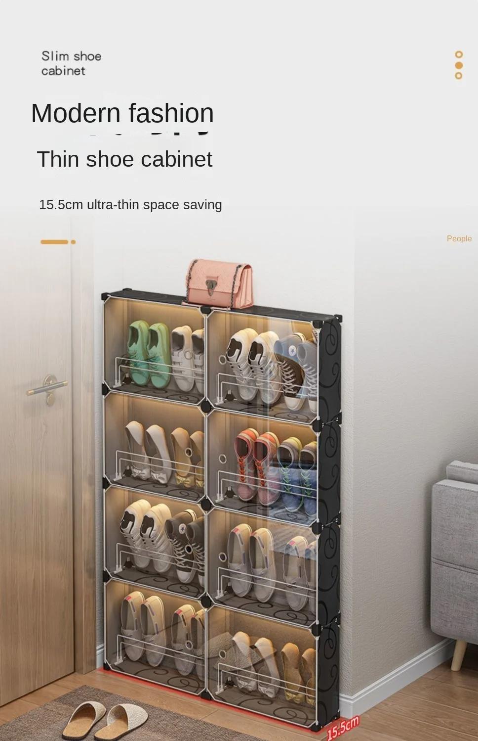 Boîte de rangement multicouche transparente pour chaussures, armoire de salon, étagère de couloir, m