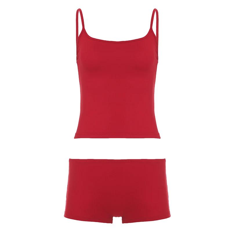 RUKEQT – ensemble 2 pièces pour femmes, couleur unie, dos nu, sans manches, vêtements de détente, br