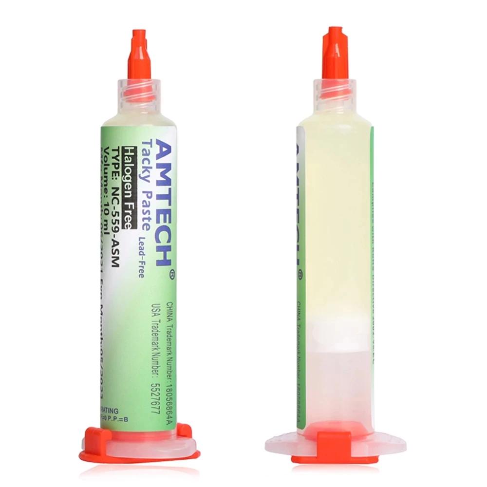 Seringue de pâte à souder AMTECH NC-559-ASM 10cc, Flux liquide pour téléphone portable BGA PCB, poch