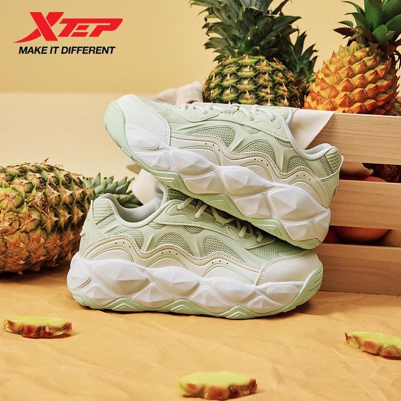 Xtep – baskets décontractées à plateforme en cuir et maille ananas pour femmes, chaussures de sport 